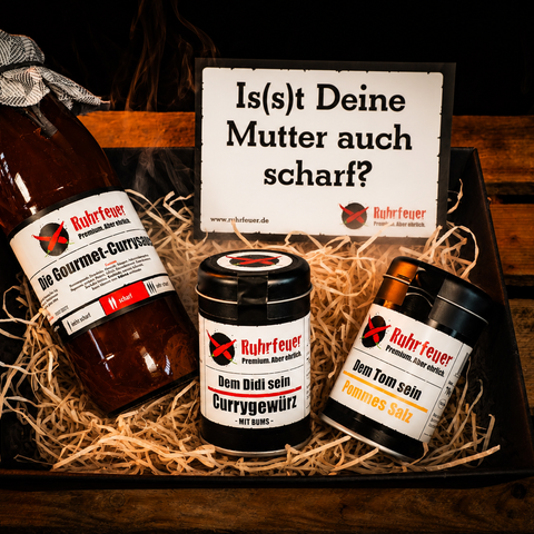 Currywurst Pommes Starterpack – Scharf (Klein)