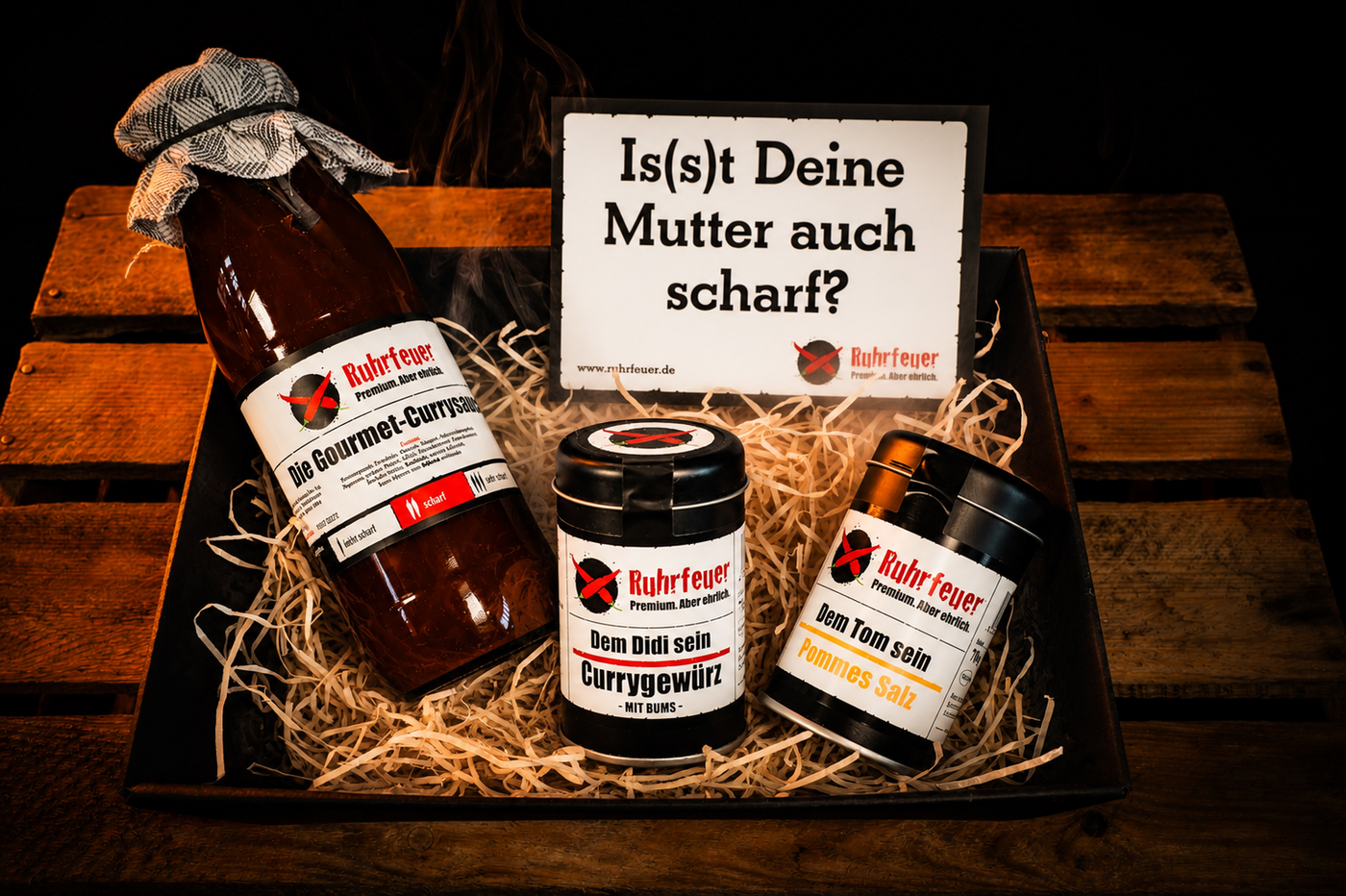 Currywurst Pommes Starterpack – Scharf (Klein)