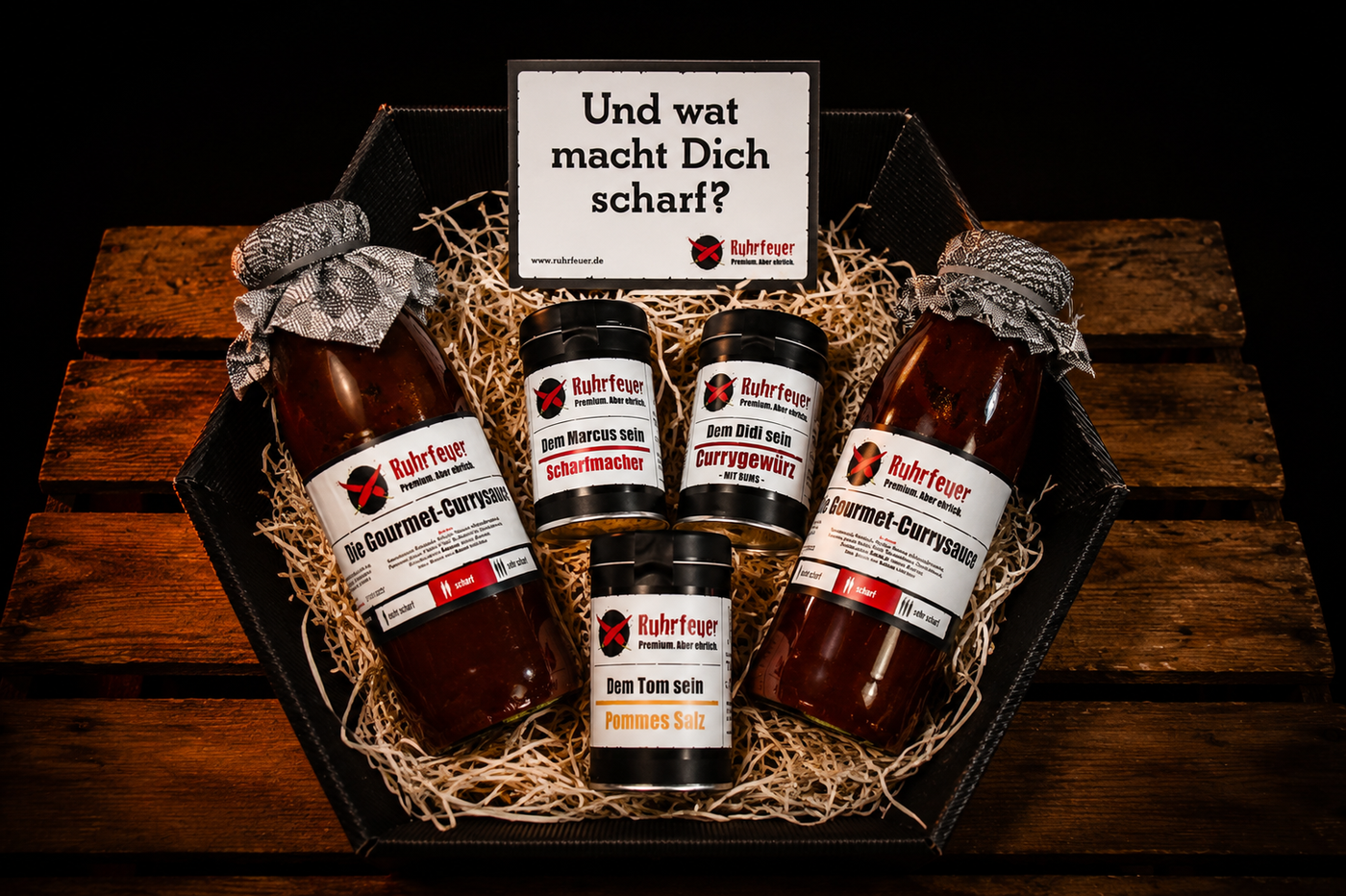 Currywurst Pommes Starterpack – Scharf (Groß)